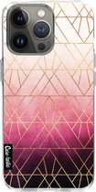Casetastic Apple iPhone 13 Pro Hoesje - Softcover Hoesje met Design - Pink Ombre Triangles Print