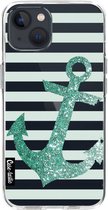 Casetastic Apple iPhone 13 Hoesje - Softcover Hoesje met Design - Glitter Anchor Mint Print