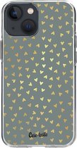 Casetastic Apple iPhone 13 mini Hoesje - Softcover Hoesje met Design - Golden Hearts Green Print