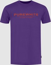 Purewhite -  Heren Slim Fit    T-shirt  - Paars - Maat XXL