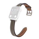 Enkele cirkel 14 mm met kralenstijl lederen vervangende band horlogeband voor Apple Watch Series 6 & SE & 5 & 4 40 mm / 3 & 2 & 1 38 mm (grijs)