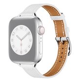 Lederen vervangende horlogebanden met kleine taille voor Apple Watch Series 6 & SE & 5 & 4 40 mm / 3 & 2 & 1 38 mm (wit)