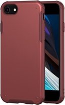 Voor iPhone SE 2020 Vierhoekige huid voelt schokbestendig TPU + pc-beschermhoes (rood)