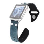Leren mesriem voor Apple Watch Series 6 & SE & 5 & 4 40 mm / 3 & 2 & 1 38 mm (marineblauw)