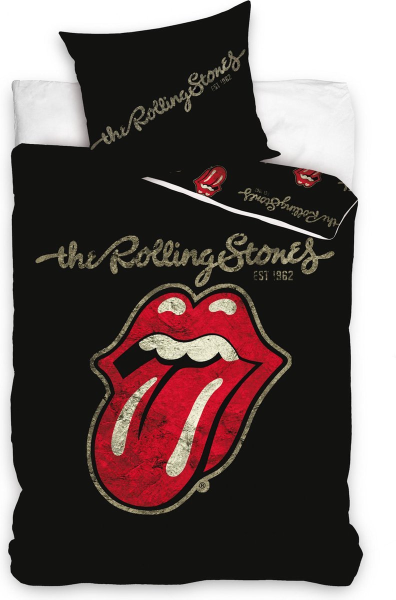Rolling Stones Dekbedovertrek Logo - Eenpersoons - 140 x 200 cm - Katoen