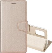 Voor OPPO Reno4 zijden textuur horizontale flip lederen tas met houder & kaartsleuven & portemonnee & fotolijst (goud)