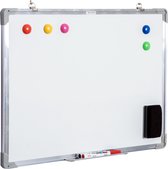 HOMdotCOM Whiteboard magneetbord wandbord wit wandbord met toebehoren 60 x 45 cm