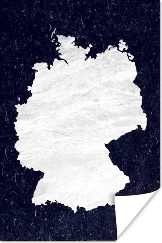 Poster Carte - Allemagne - Wit - 60x90 cm