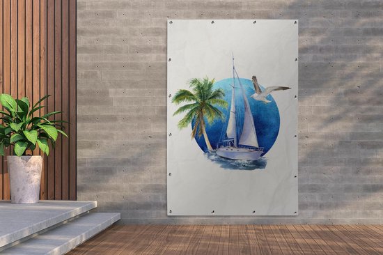 Décoration murale Voilier - Mer - Aquarelle - 120x180 cm - Poster jardin - Toile jardin - Poster extérieur