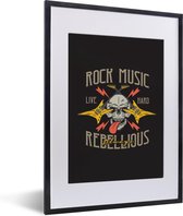 Fotolijst incl. Poster - Schedel - Gitaar - Vintage - 30x40 cm - Posterlijst