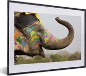 Fotolijst incl. Poster - Olifant - Kunst - India - 40x30 cm - Posterlijst