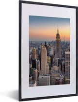 Poster in lijst - New York - Zon - Skyline - Poster - Fotolijst - Frame - Muurdecoratie - Slaapkamer - 40x60 cm - Woondecoratie - Woonkamer - Foto in lijst