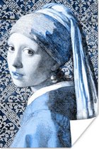 Poster Meisje met de parel - Johannes Vermeer - Delfts blauw - 40x60 cm