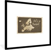 Cadre photo avec poster - Carte de Europe - Vintage - Citations - 40x40 cm - Cadre poster