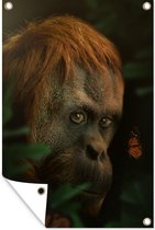 Tuindecoratie Jungle - Aap - Vlinder - 40x60 cm - Tuinposter - Tuindoek - Buitenposter