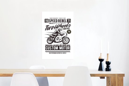 Affiche Moto - Homme - Vintage - Dessin - 40x60 cm