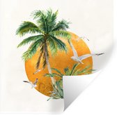 Muurstickers - Sticker Folie - Zon - Vogel - Palmboom - 50x50 cm - Plakfolie - Muurstickers Kinderkamer - Zelfklevend Behang - Zelfklevend behangpapier - Stickerfolie