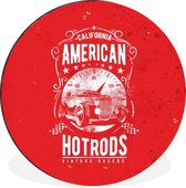 Wandcirkel - Muurcirkel - Vintage - Auto - Amerika - Aluminium - ⌀ 30 cm - Binnen en Buiten