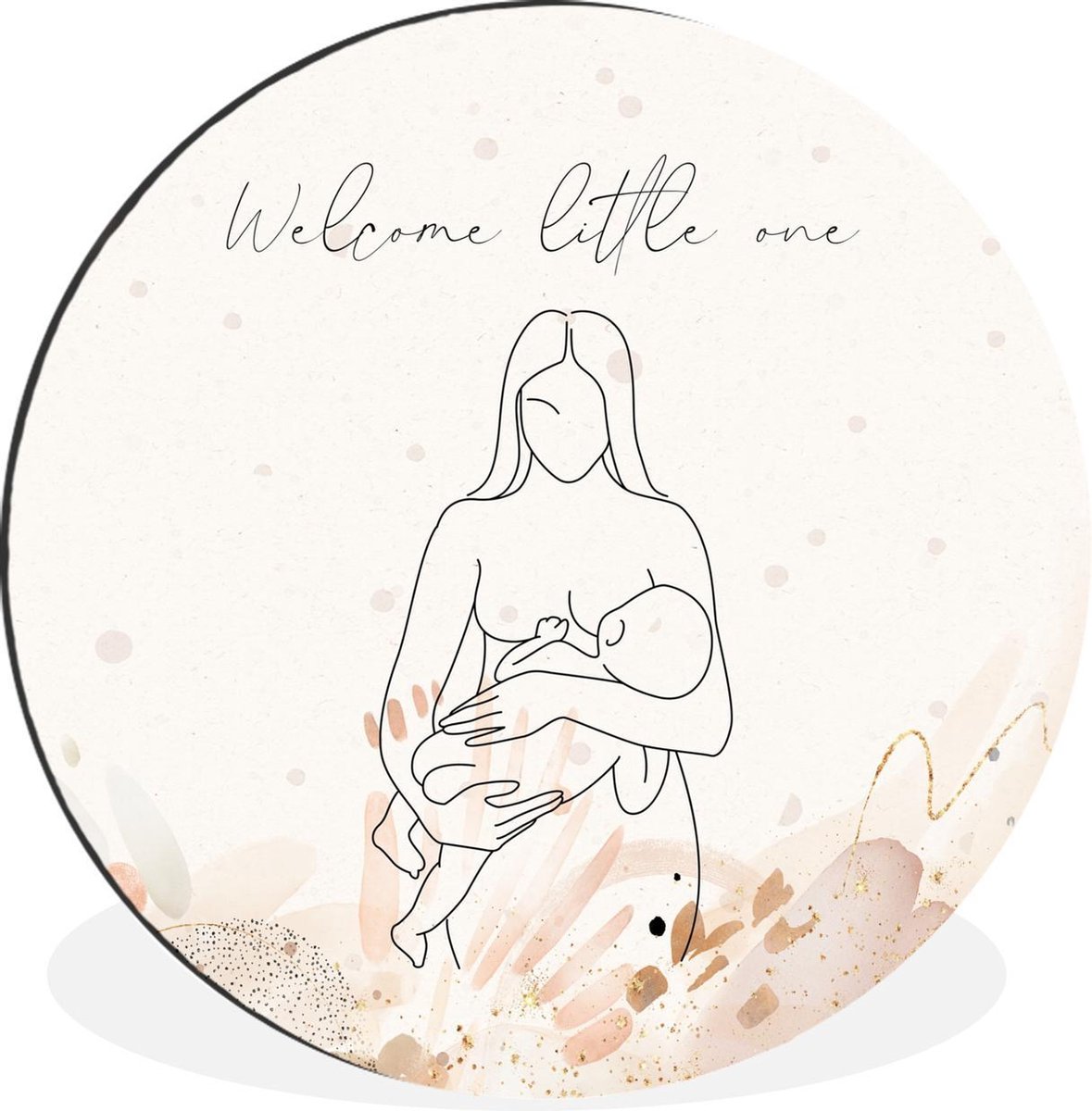 WallCircle - Wandcirkel - Muurcirkel - Baby - Welcome little one - Quotes - Mama - Spreuken - Aluminium - Dibond - 120x120 cm - Binnen en Buiten XXL