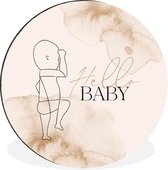 WallCircle - Wandcirkel - Muurcirkel - Spreuken - Hello baby - Quotes - Baby - Aluminium - Dibond - ⌀ 30 cm - Binnen en Buiten