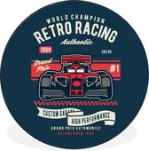 Wandcirkel - Muurcirkel - Auto - Racebaan - Vintage - Aluminium - ⌀ 30 cm - Binnen en Buiten