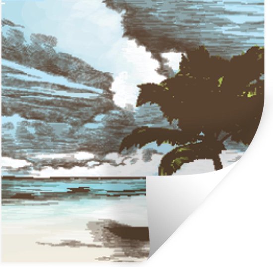 Stickers Stickers muraux - Plage - Palmier - Mer - 120x120 cm - Film adhésif XXL