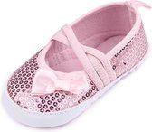 Roze ballerina's met pailletjes - Textiel - Maat 19/20 - Zachte zool - 6 tot 12 maanden