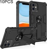 10 PCS schokbestendige TPU + pc-beschermhoes met onzichtbare houder voor iPhone 11 Pro Max (zwart)