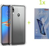 Motorola Moto E6s / E6 Plus - Anti Shock Silicone Bumper Hoesje - Transparant + 1X Tempered Glass Screenprotector