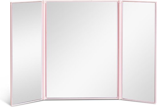 Boozyshop ® Make up spiegel zonder verlichting - Handspiegel - Reisspiegel - Klapspiegel - Tasspiegel - Make-upspiegel - Makeup Mirror - Roze