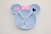 Minnie bord met vakjes - Kinderbord - Babybord - Duurzaam - Kinderservies - Blauw