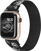 Nylon band - bloemen zwart - Geschikt voor Apple Watch