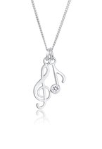 Elli Dames Halsketting Dames Sleutel Hanger Muzieksymbool Filigraan met Kristallen van 925 Sterling Zilver