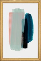 JUNIQE - Poster in houten lijst Roze en teal - abstract -40x60 /Groen