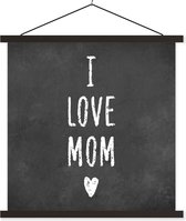 Porte-affiche avec affiche - Affiche scolaire - Mère - Dictons - J'aime maman - Citations - 40x40 cm - Lattes noires
