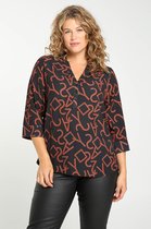 Paprika Dames Tuniek Iris met tweekleurige letterprint - Outdoorblouse - Maat 54