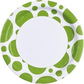feestborden Dots 22,8 cm 8 stuks groen