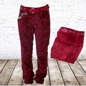 stoere velours meisjes broek rood 12 -s&C-146/152-Spijkerbroeken en broeken