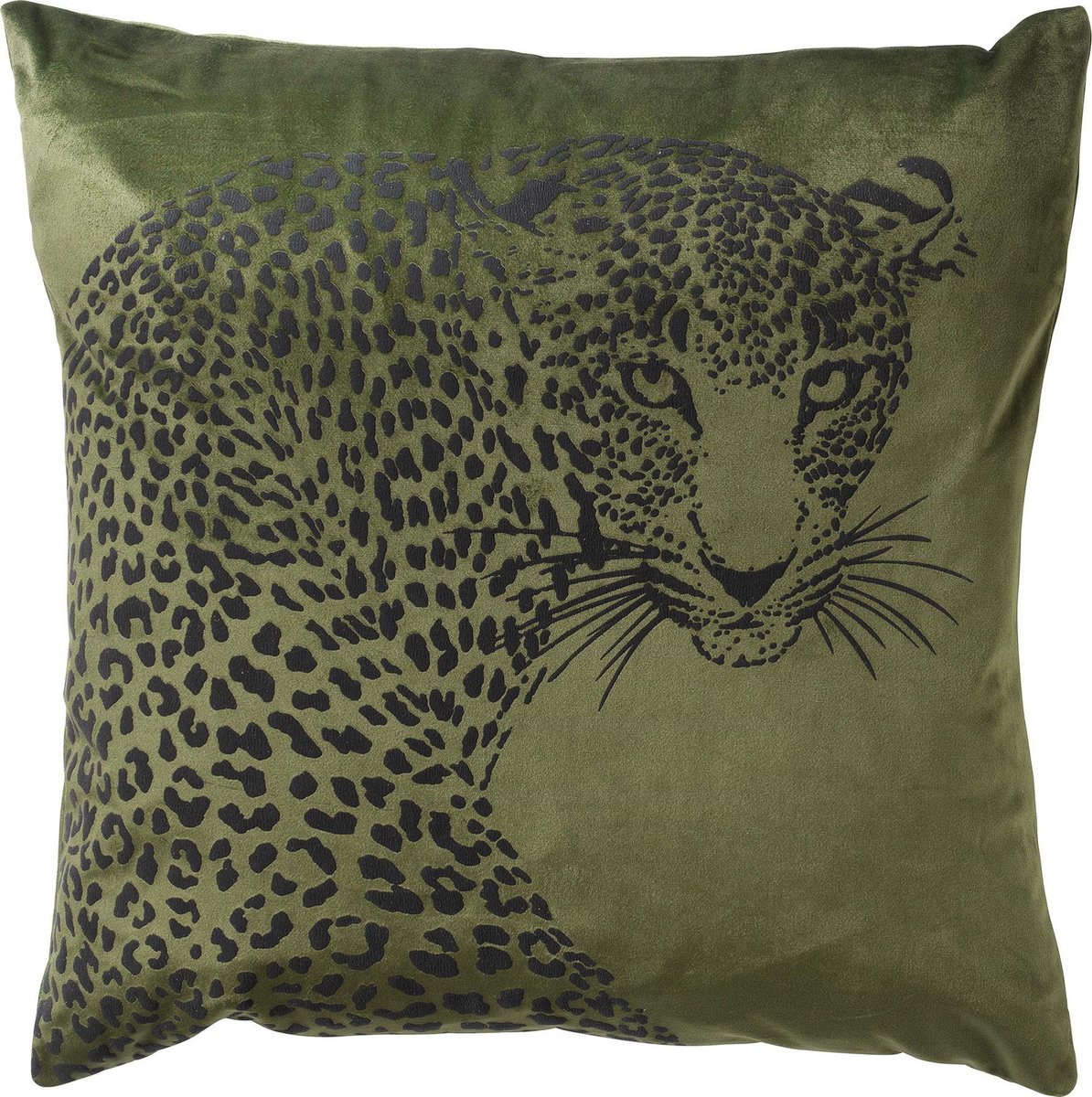 Dutch Decor SIMBA - sierkussen 45x45 cm - dierenprint - panter - Chive - groen - Inclusief binnenkussen - Luxe kussens voor woonkamer & bank Olijfgroen