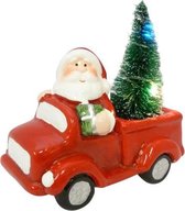 kerstman in auto 12,5 cm led rood/wit/groen