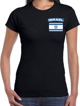 Israel t-shirt met vlag zwart op borst voor dames - Israel landen shirt - supporter kleding XS