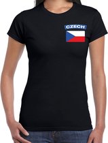 Czech t-shirt met vlag zwart op borst voor dames - Tsjechie landen shirt - supporter kleding S