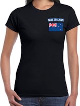 New zealand t-shirt met vlag zwart op borst voor dames - Nieuw-Zeeland landen shirt - supporter kleding 2XL