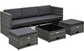 Medina 4-delige Loungeset met kussens poly rattan grijs