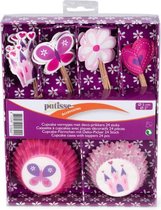 cupcakevormen met deco-prikkers 5 cm papier roze 24 stuks