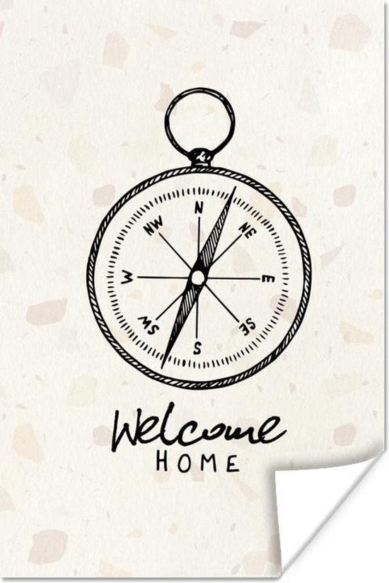 Poster 'Welcome home' - Spreuken - Quotes Kompas cm |