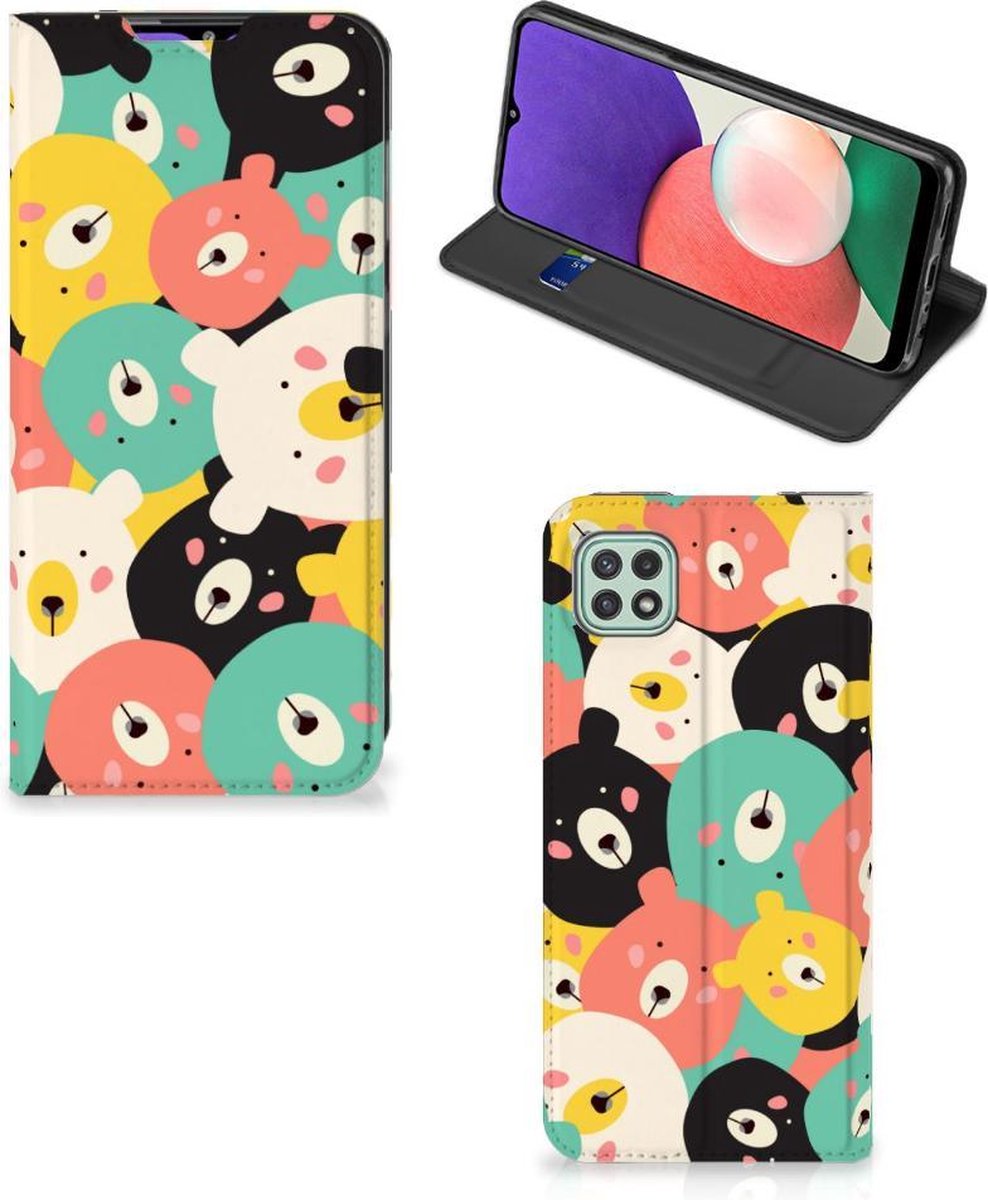 Standcase Hoesje voor Samsung Galaxy A22 5G Magnet Case Bears
