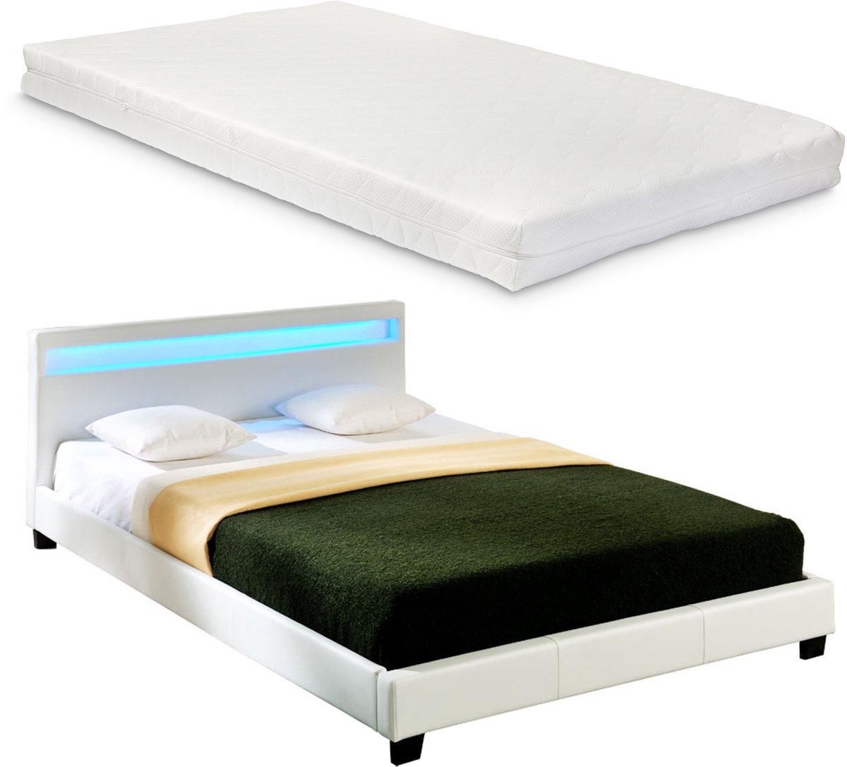 Corium LED-Ledikant Parijs incl. matras bedbodem 160x200 wit