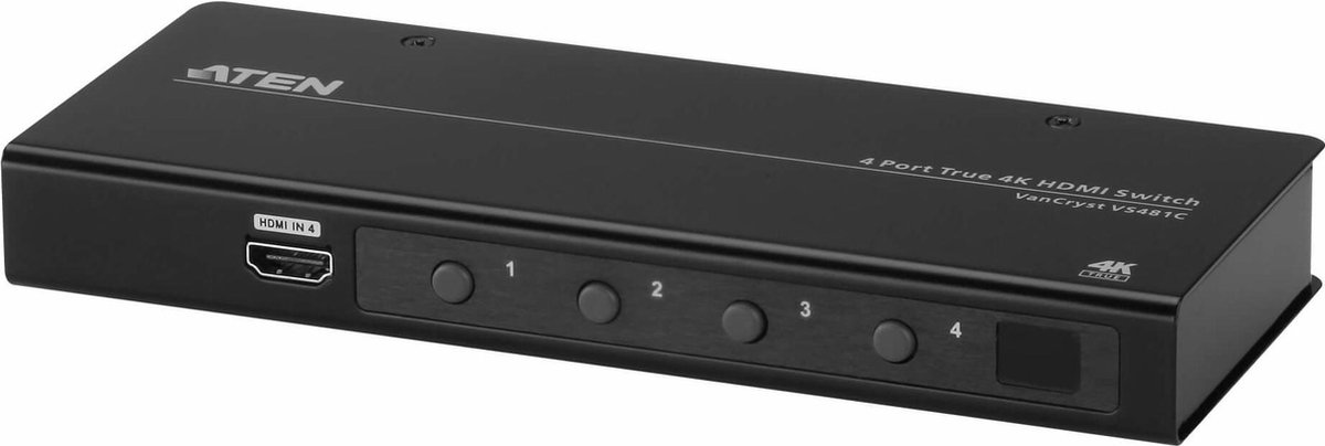 Aten VS481C-AT-G 4-poorts True 4k Hdmi Schakelaar Zwart