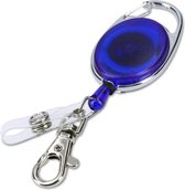 Porte-clés kwmobile avec cordon coulissant - Pince pantalon extensible pour clés et carte - Porte-cartes rétractable - Blauw transparent